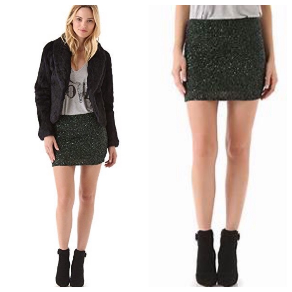 HAUTE HIPPIE Navy Basic Junk Beaded Mini Skirt - Picture 1 of 8
